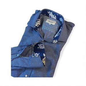 Ted Baker Shirt Greave Floral‎ Geometric LS Button Up Cotton Sz 15